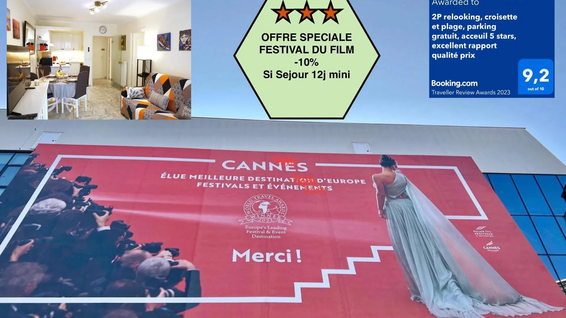 Offre Speciale Festival Film Si Sejour Superieur 12J , 2P Croisette, Grande Terrasse, Parking Gratuit, Calme, Accueil 5 Etoiles, Excellent Rapport Qualite-Prix location